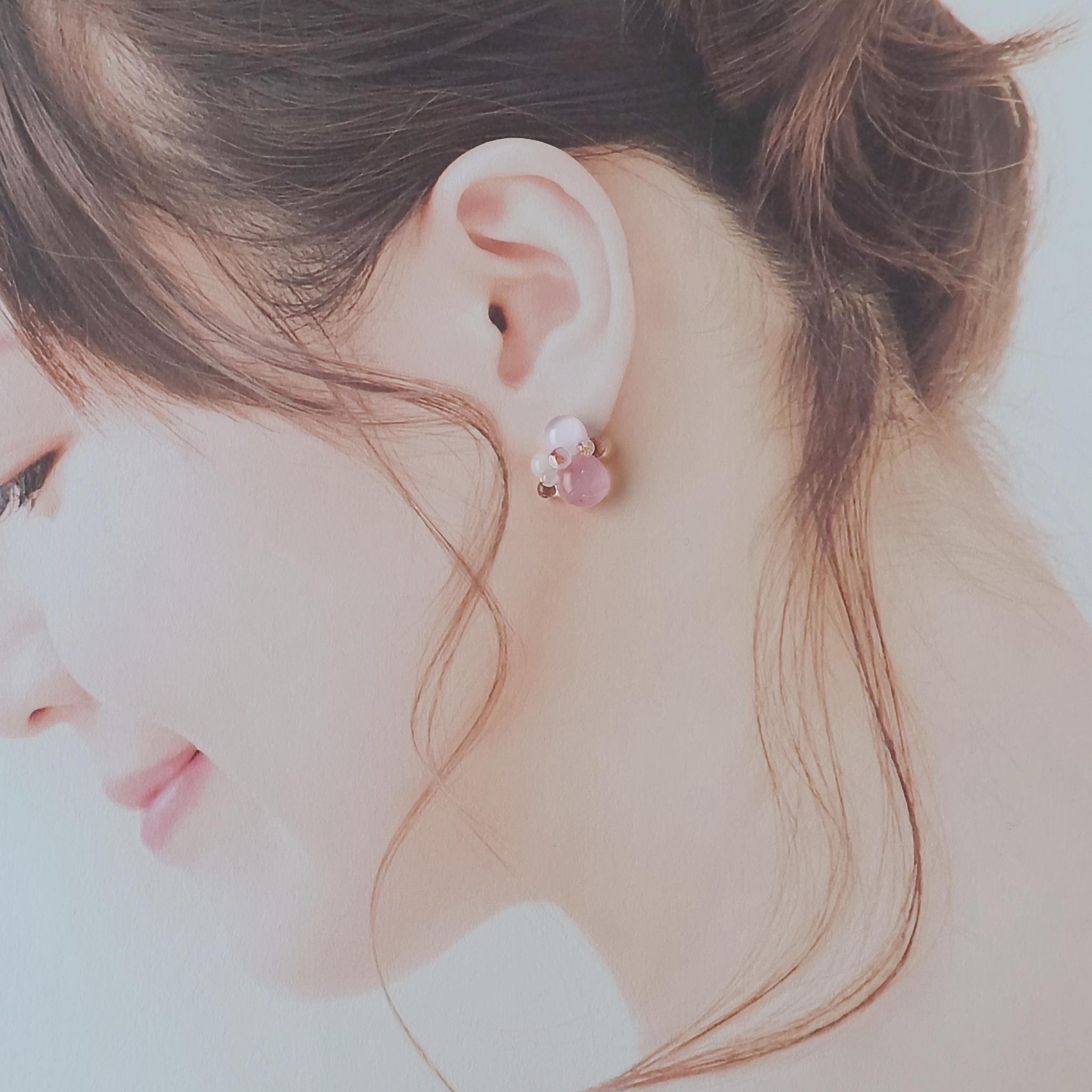 一期一会 ガラスのしずくイヤリング 桜色 | 3枚目