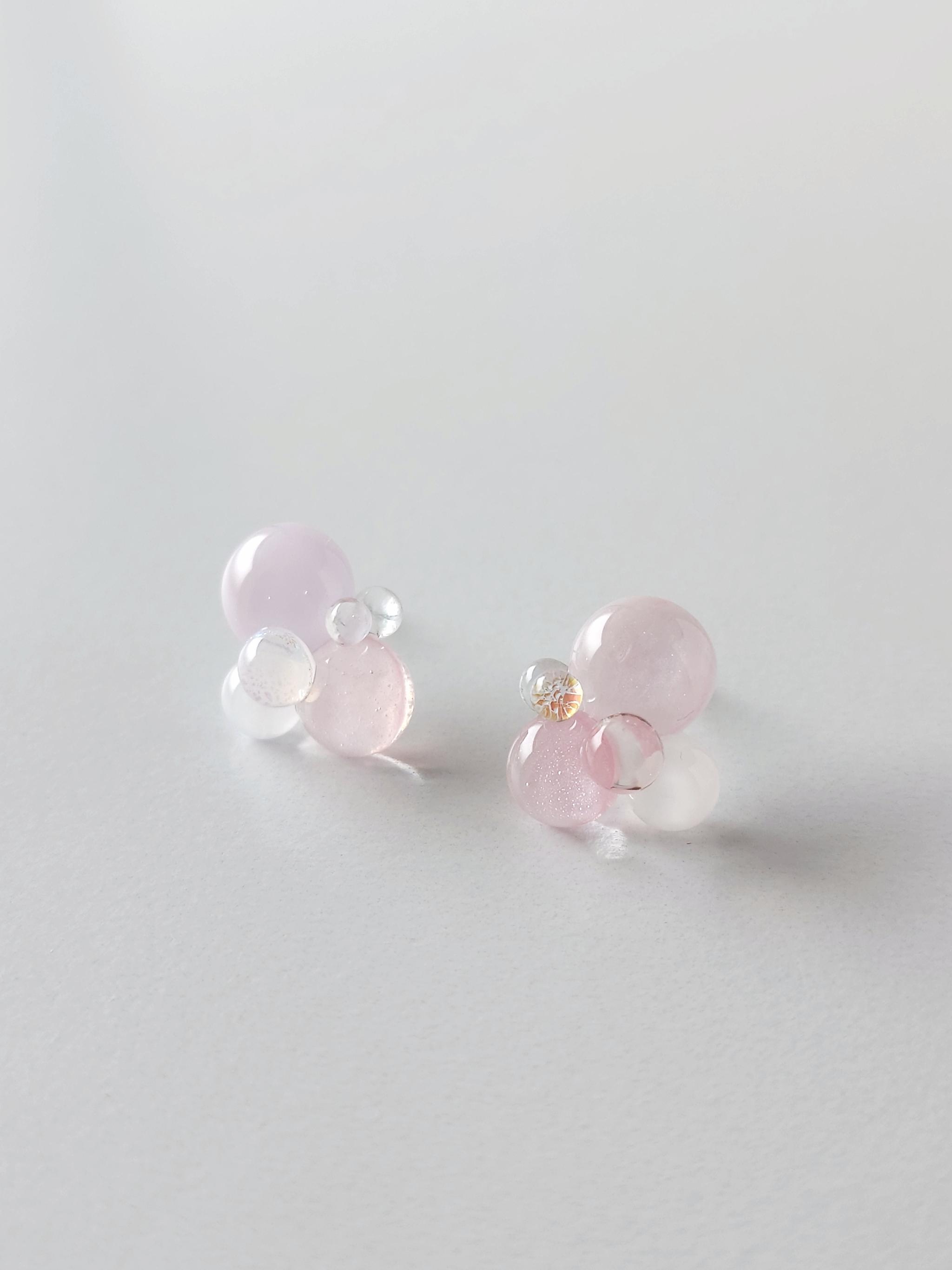 一期一会 ガラスのしずくピアス 桜色 | 3枚目