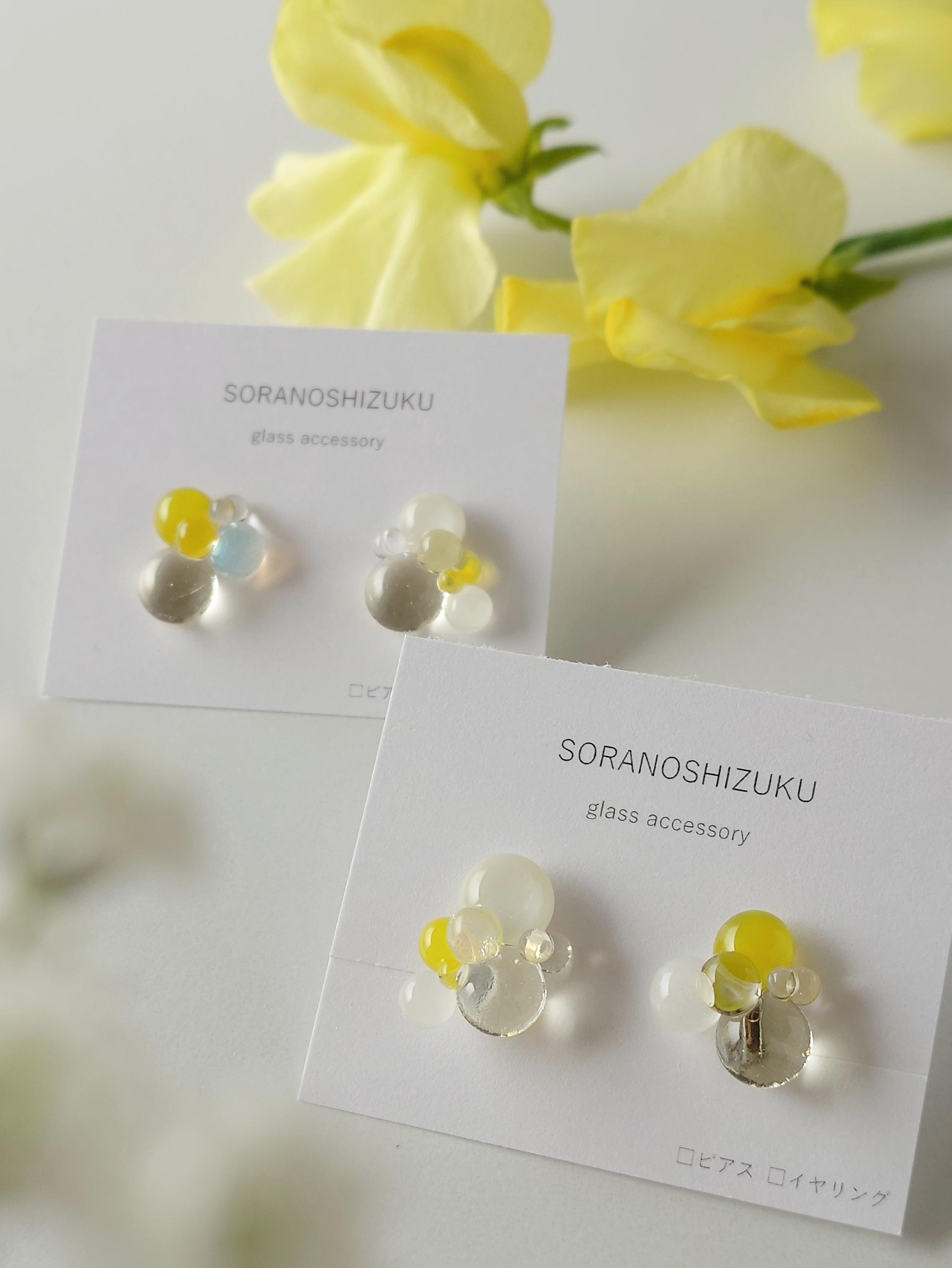 一期一会 ガラスのしずくイヤリング spring yellow | 3枚目