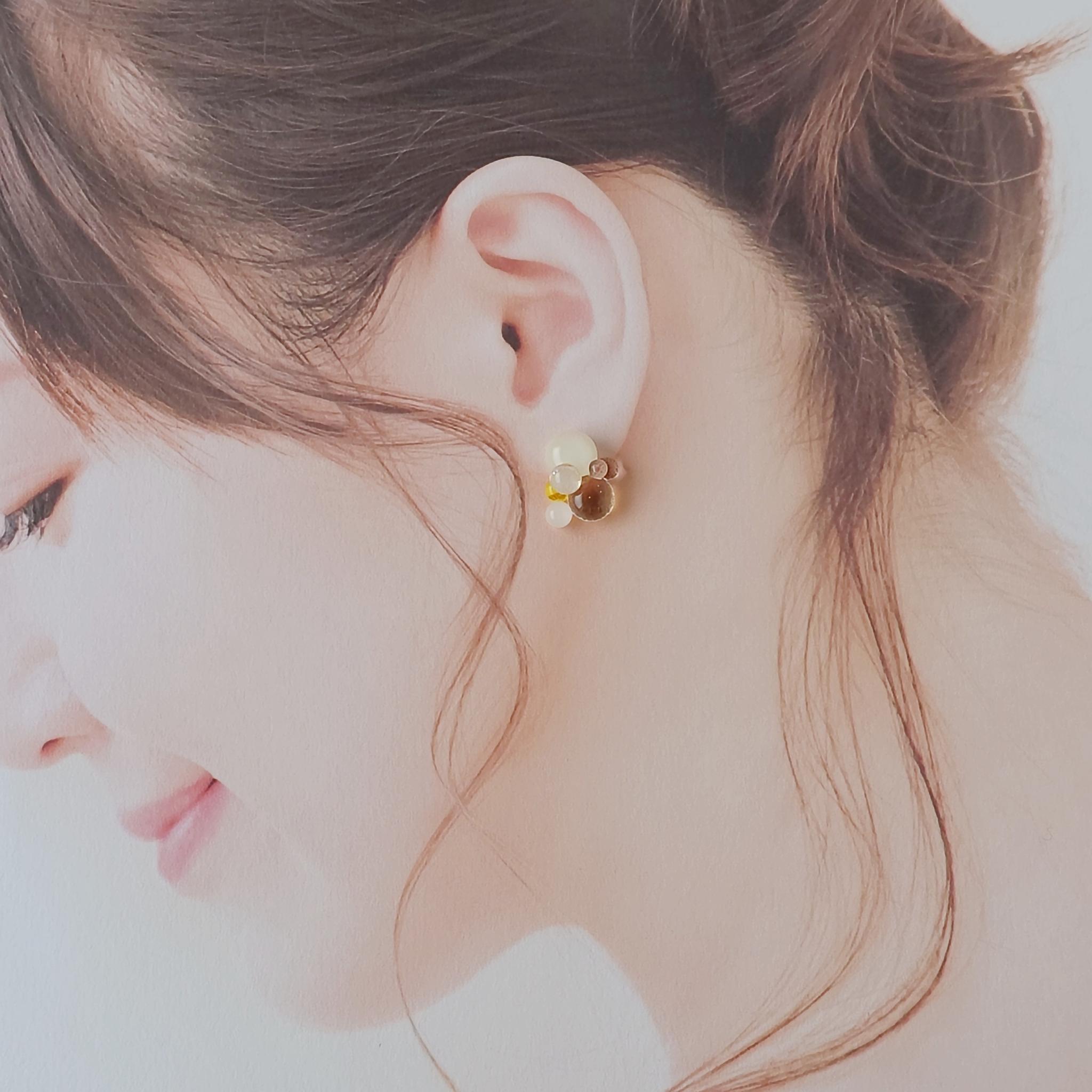 一期一会 ガラスのしずくイヤリング spring yellow | 4枚目