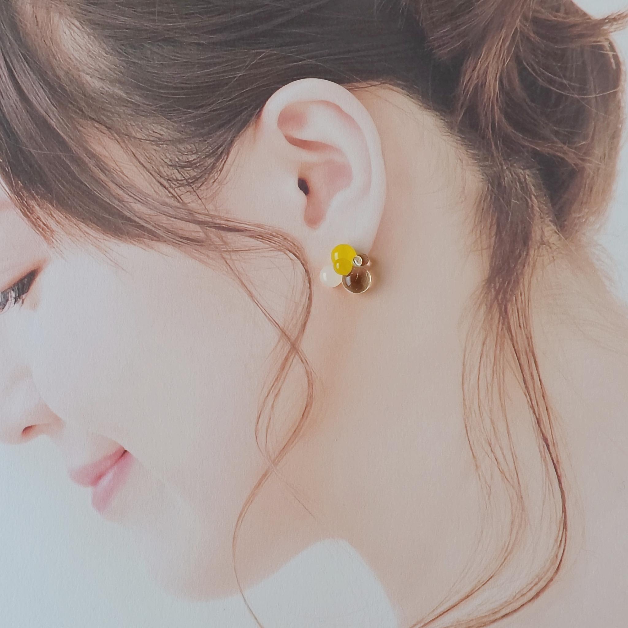 一期一会 ガラスのしずくイヤリング spring yellow | 5枚目