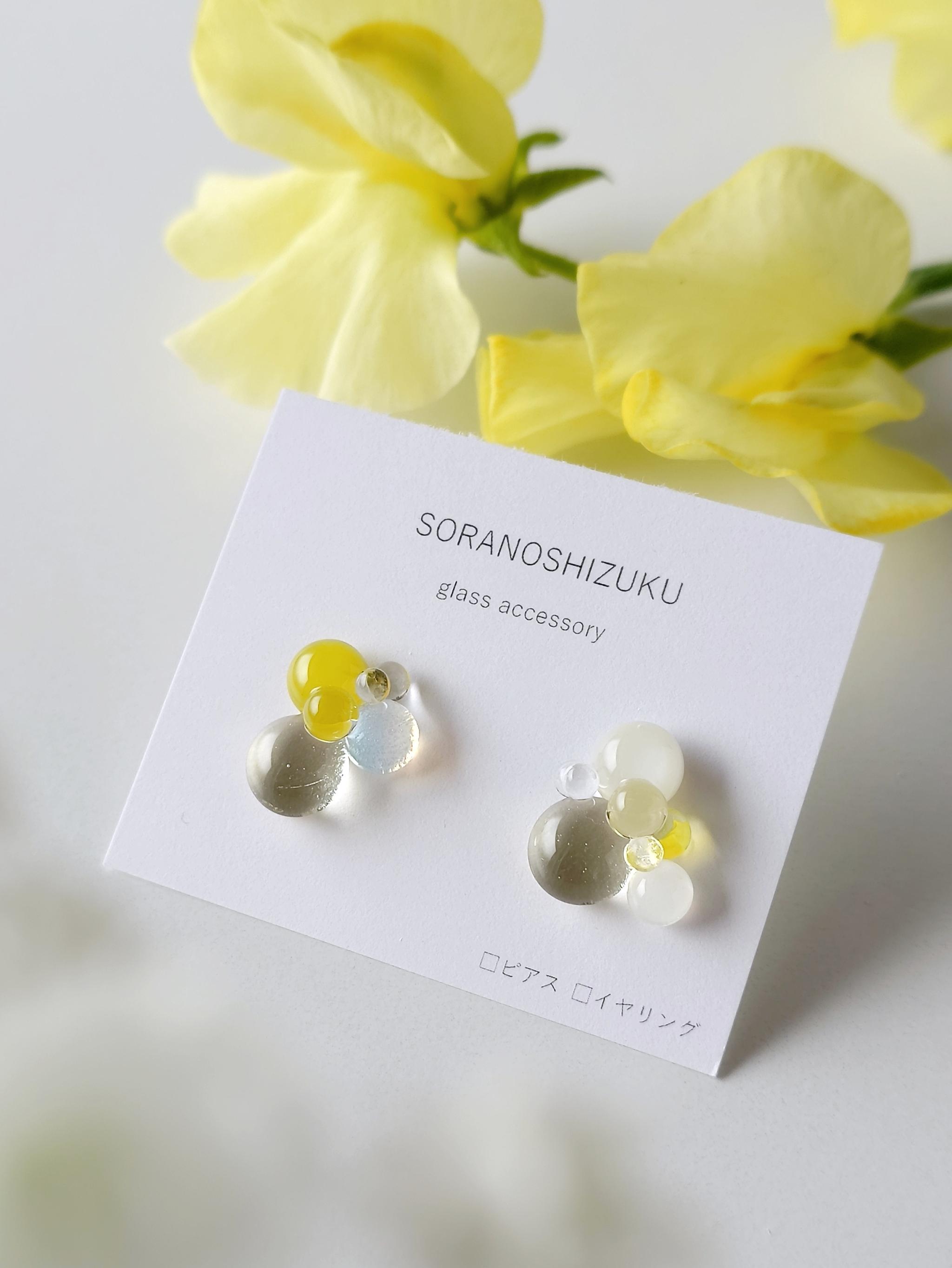 一期一会 ガラスのしずくピアス spring yellow | 2枚目