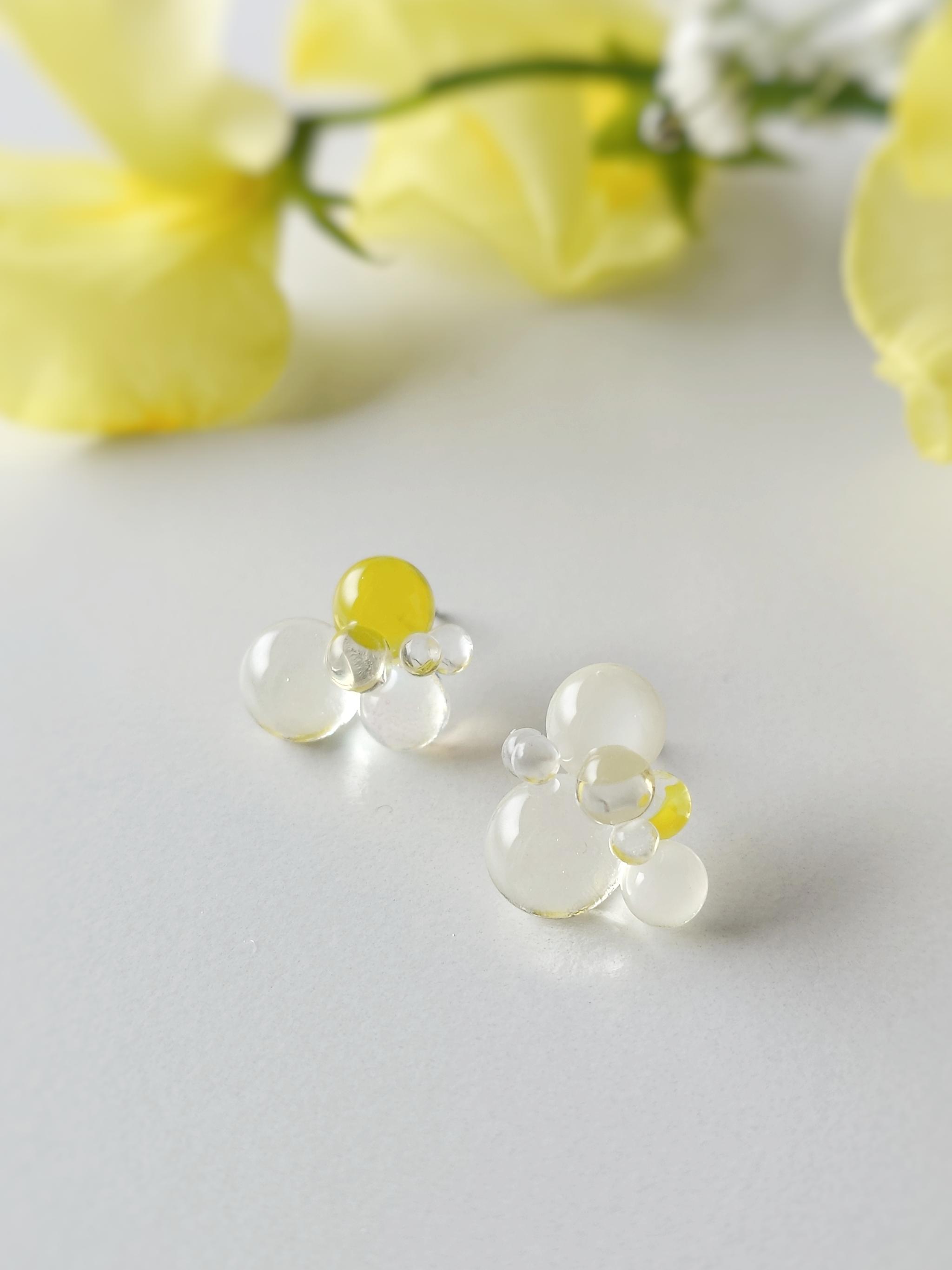 一期一会 ガラスのしずくピアス spring yellow | 3枚目