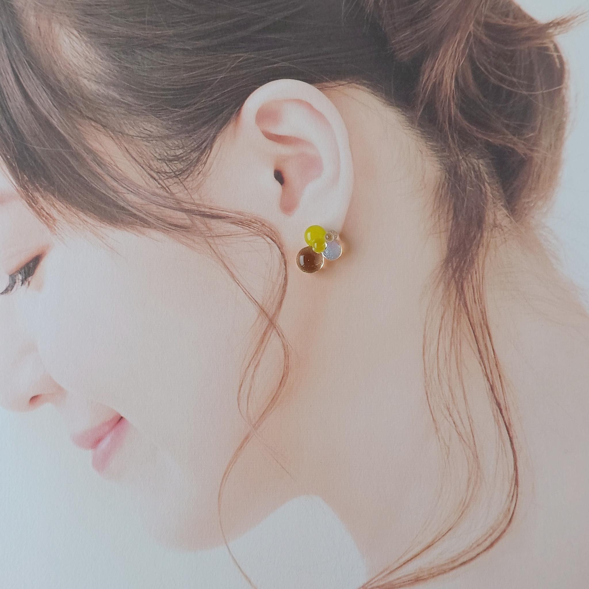 一期一会 ガラスのしずくピアス spring yellow | 7枚目