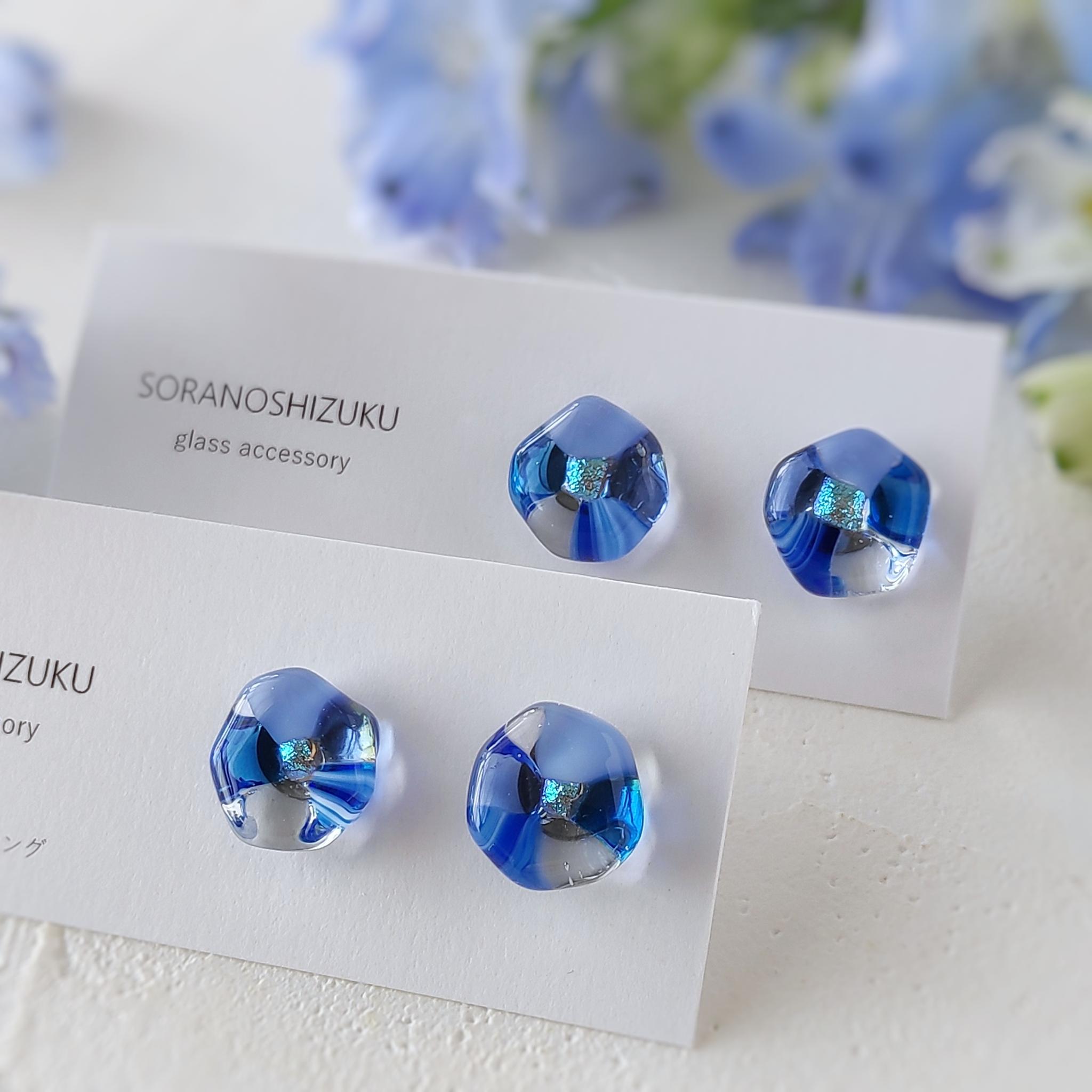 mosaic flower ガラスピアス/イヤリング 『ネモフィラ濃いブルー』 | 2枚目