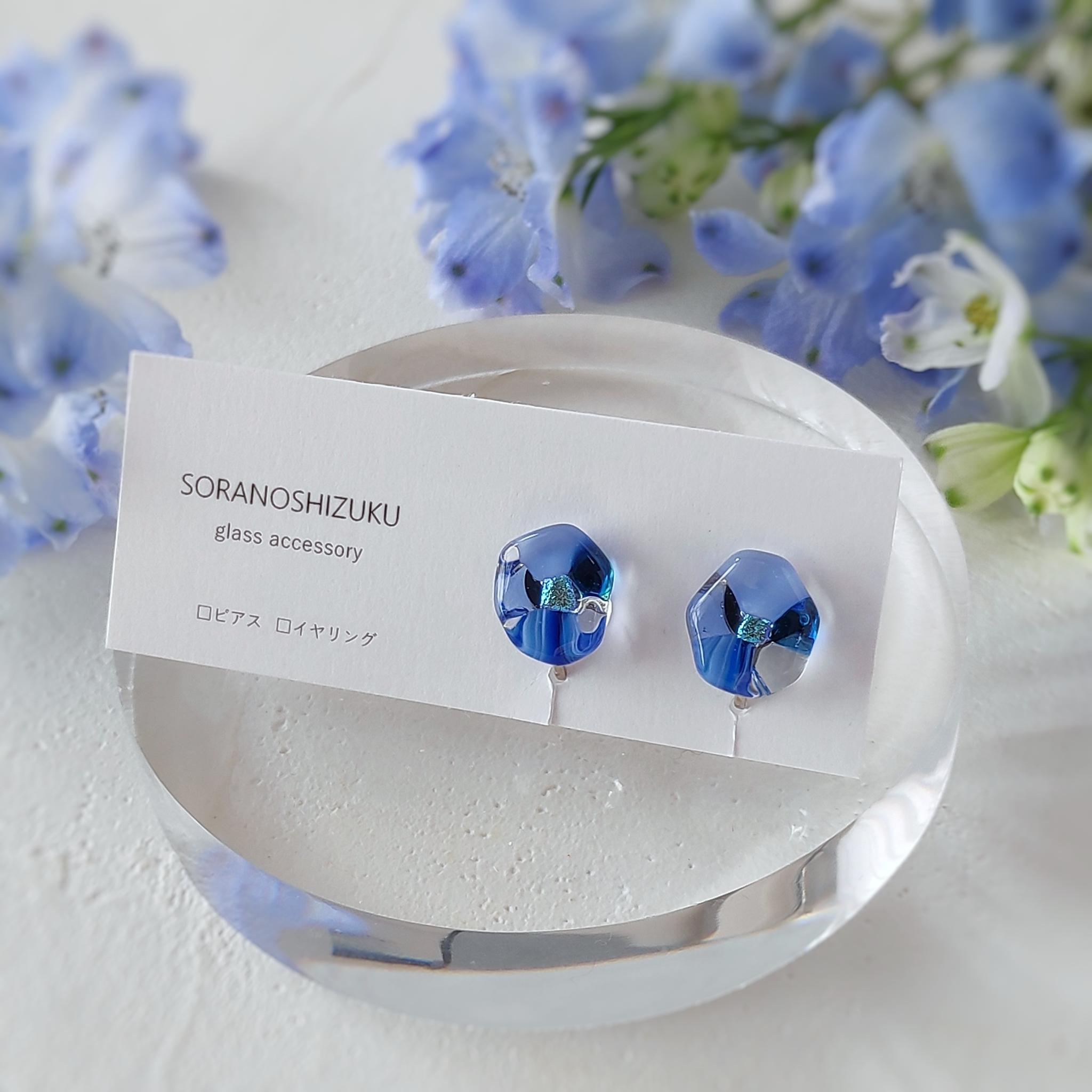 mosaic flower ガラスピアス/イヤリング 『ネモフィラ濃いブルー』 | 4枚目