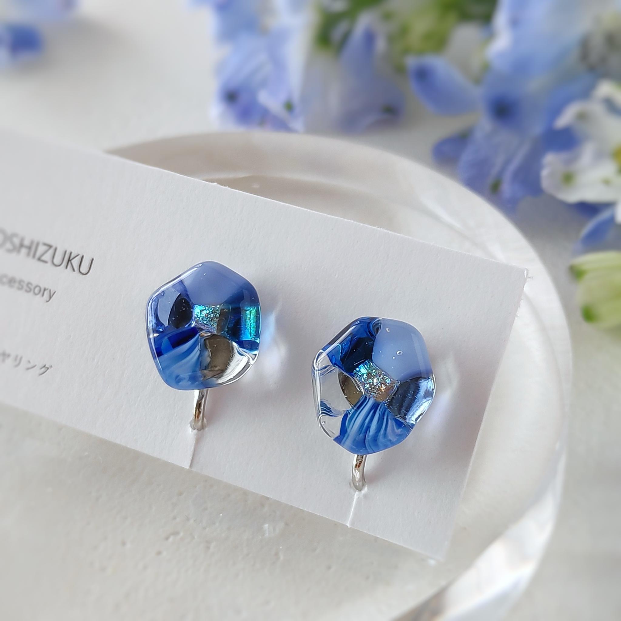 mosaic flower ガラスピアス/イヤリング 『ネモフィラ濃いブルー』 | 5枚目