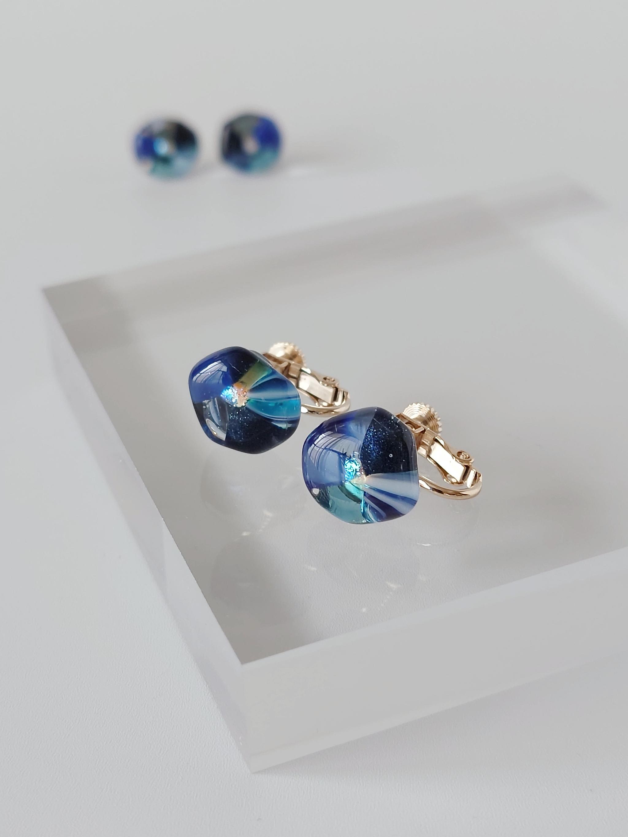 mosaic flower ガラスピアス/イヤリング 『夜花』 | 2枚目