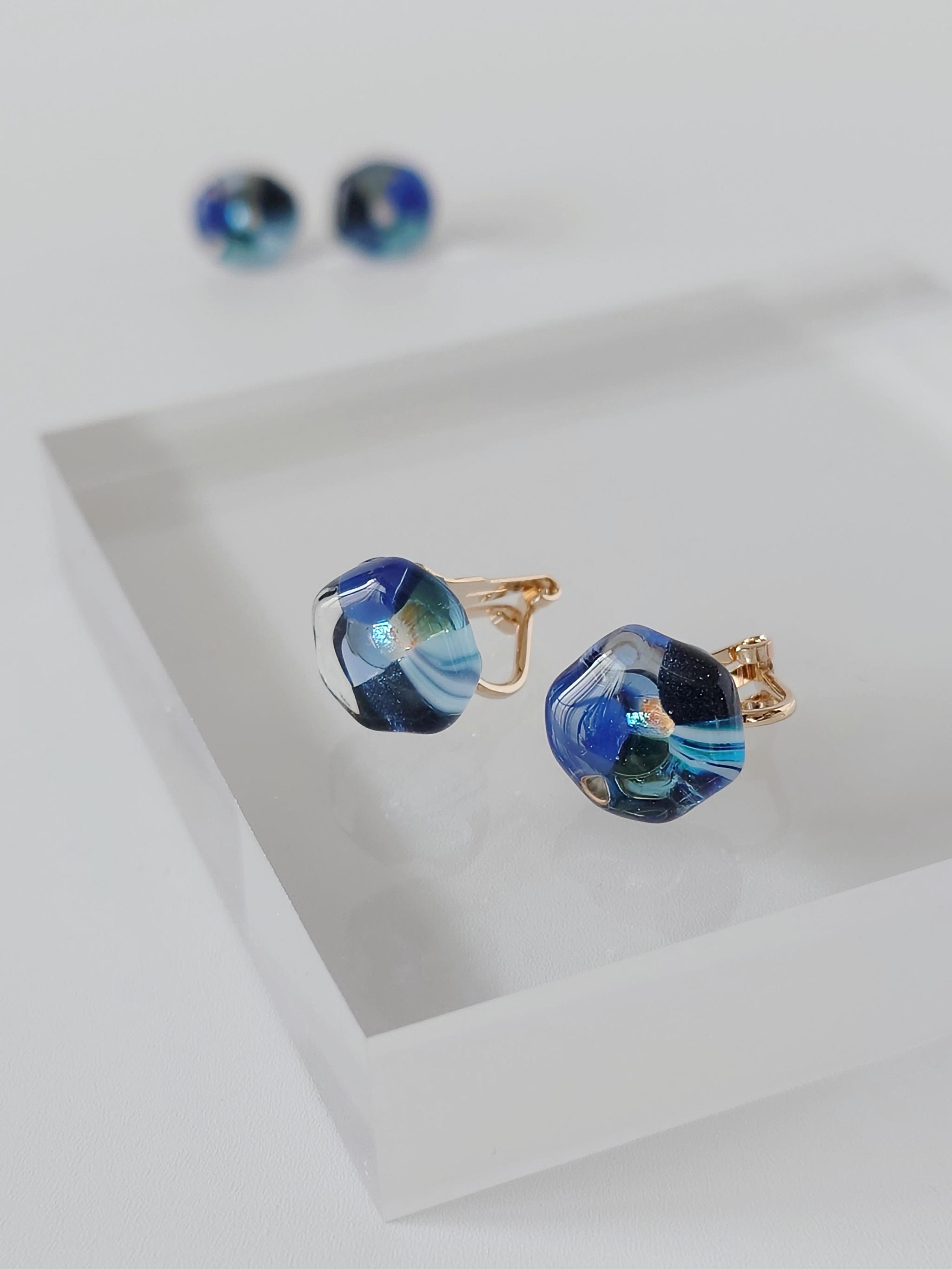 mosaic flower ガラスピアス/イヤリング 『夜花』 | 3枚目