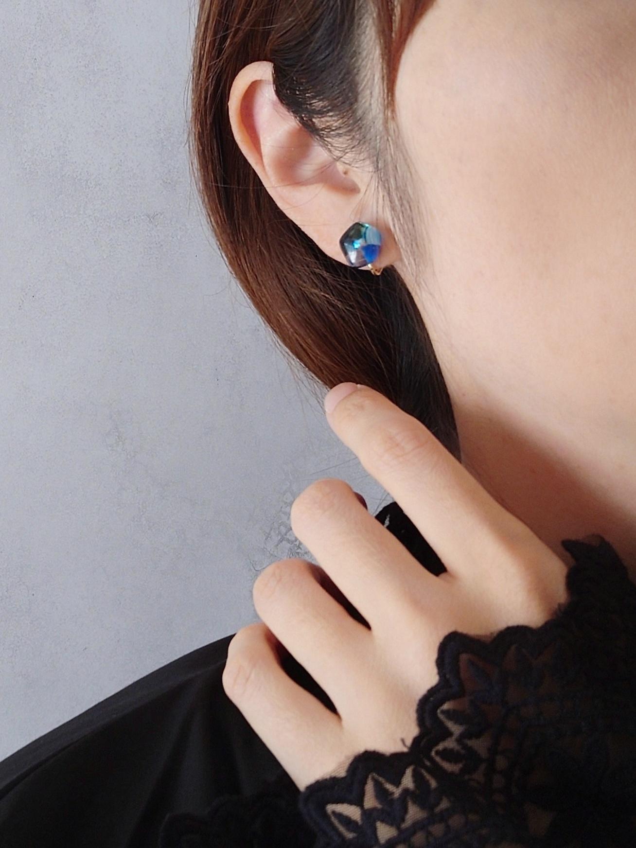 mosaic flower ガラスピアス/イヤリング 『夜花』 | 6枚目