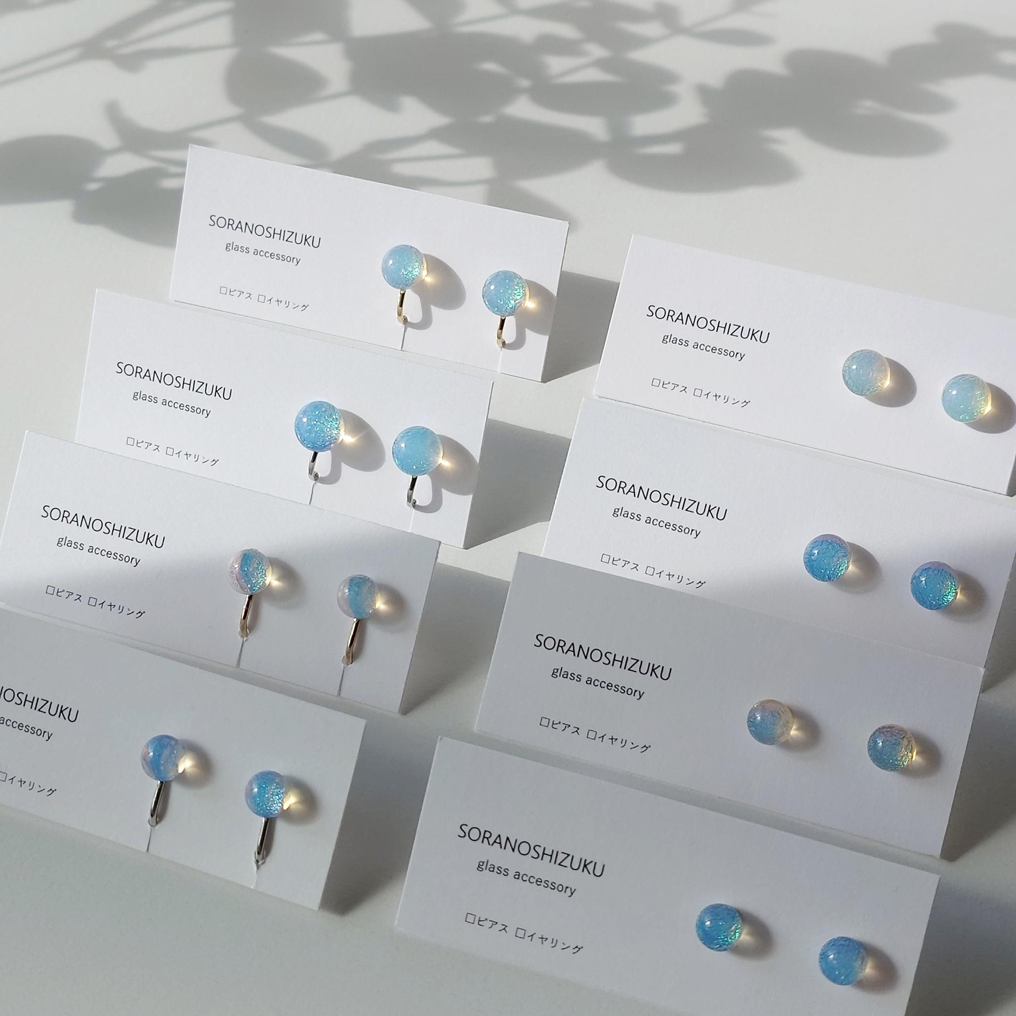 天気雨の雨粒ガラスの ピアス/イヤリング opal color | 3枚目