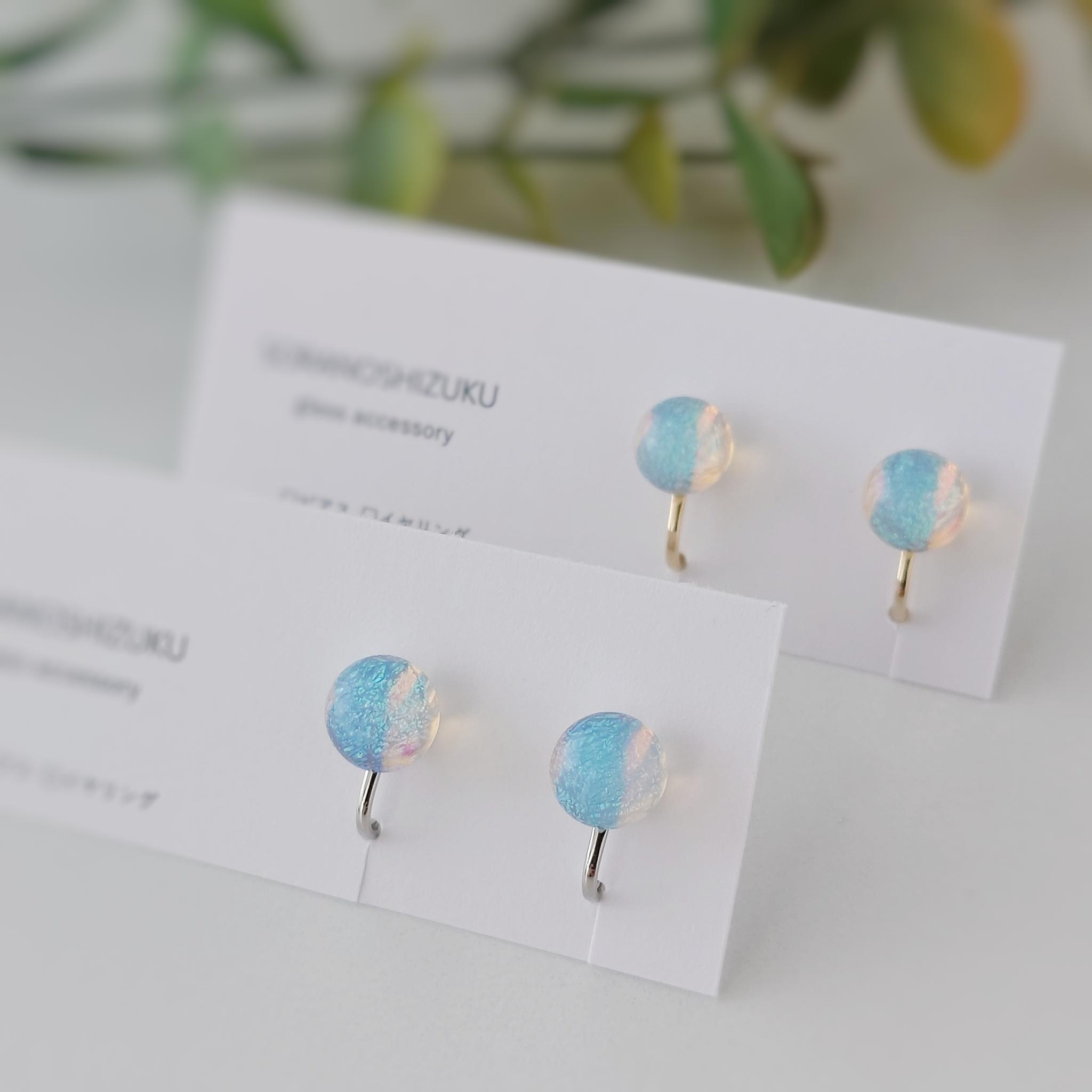 天気雨の雨粒ガラスの ピアス/イヤリング opal color | 2枚目