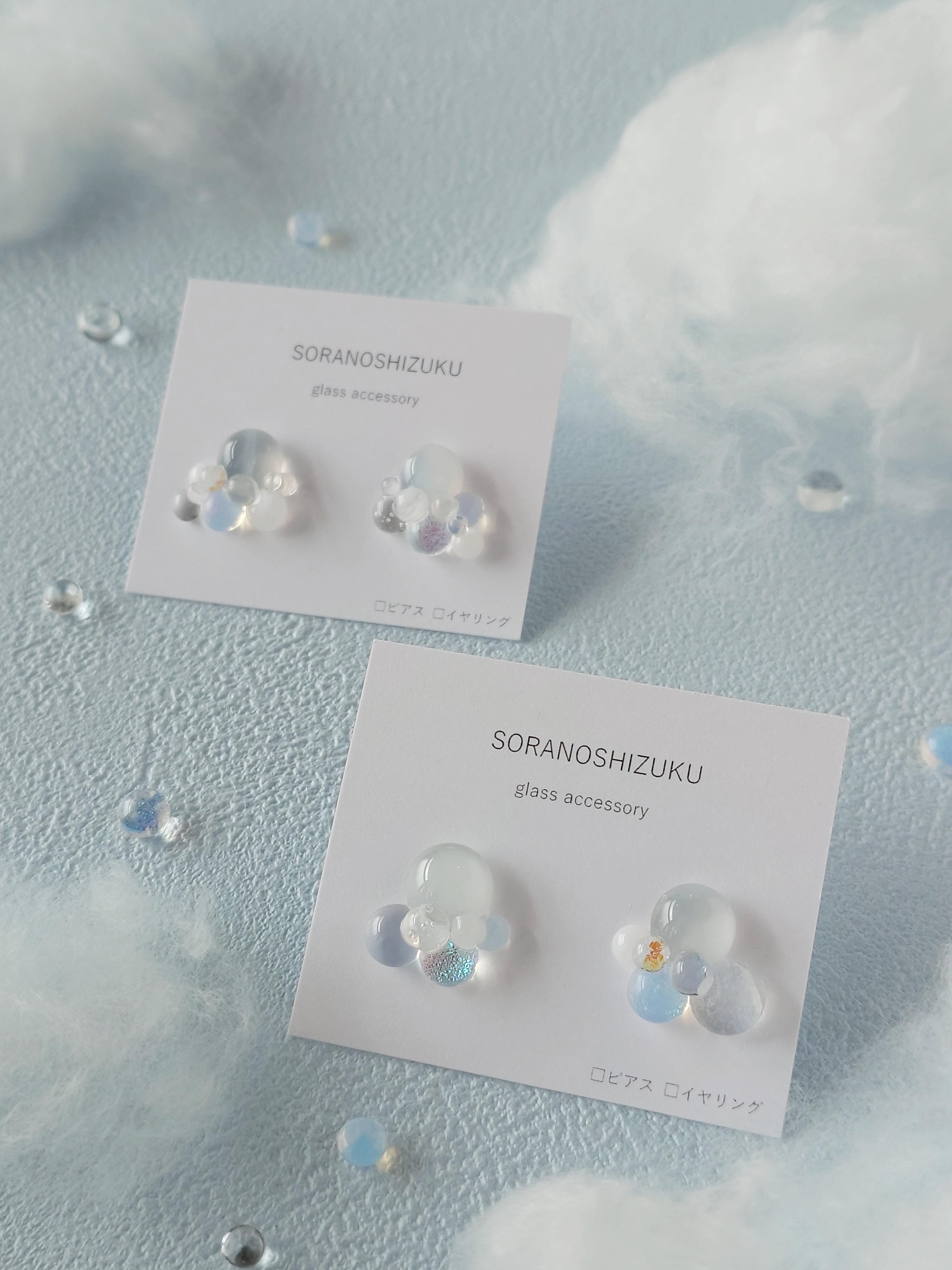 一期一会 ガラスのしずくイヤリング kumo