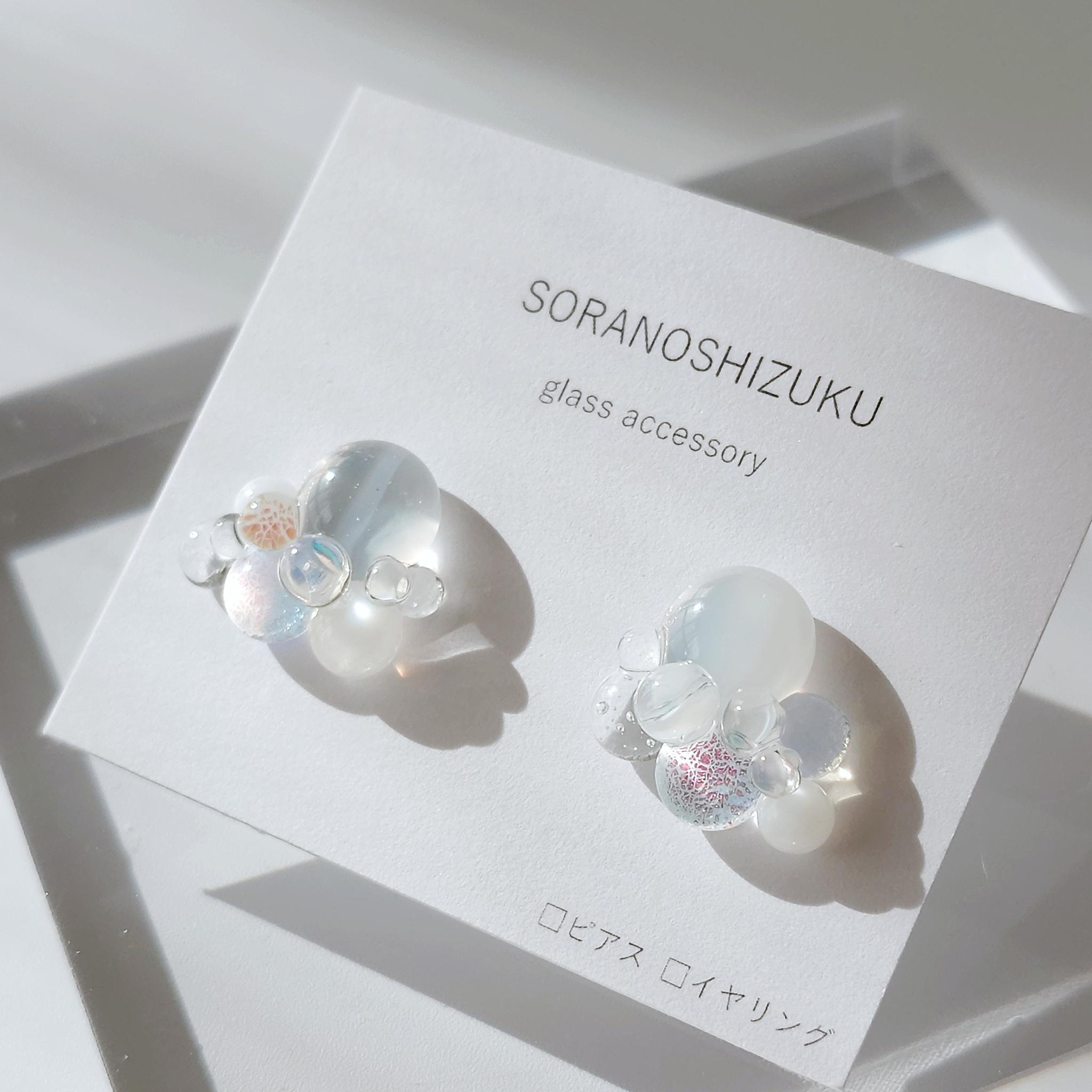 一期一会 ガラスのしずく イヤリング / ピアス kumo ②1枚目の画像