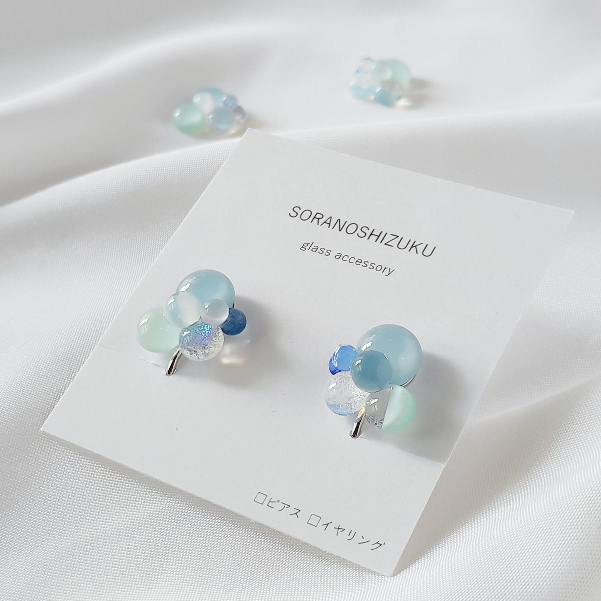 一期一会 ガラスのしずくイヤリング 春霞 | 2枚目