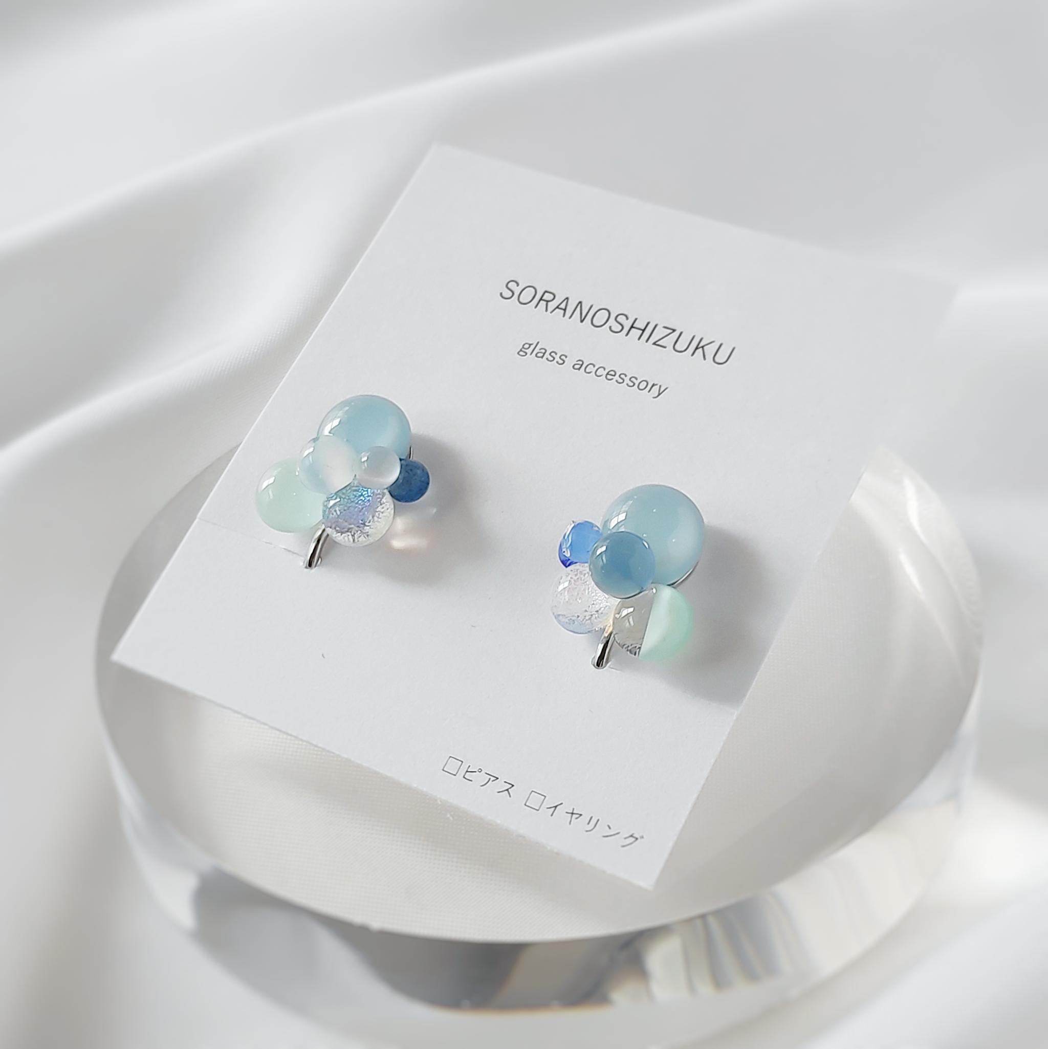 一期一会 ガラスのしずくイヤリング 春霞 | 3枚目