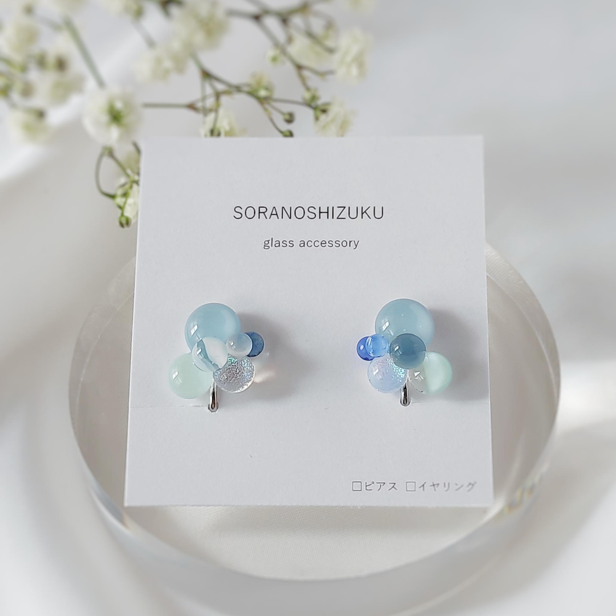 一期一会 ガラスのしずくイヤリング 春霞 | 6枚目