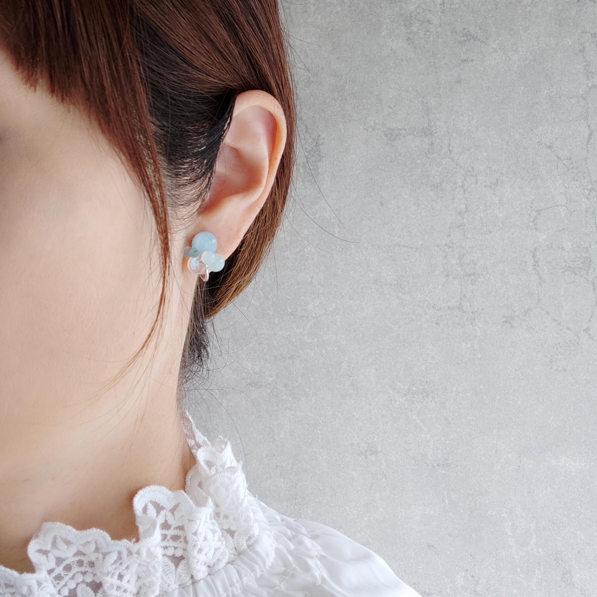 一期一会 ガラスのしずくイヤリング 春霞 | 7枚目