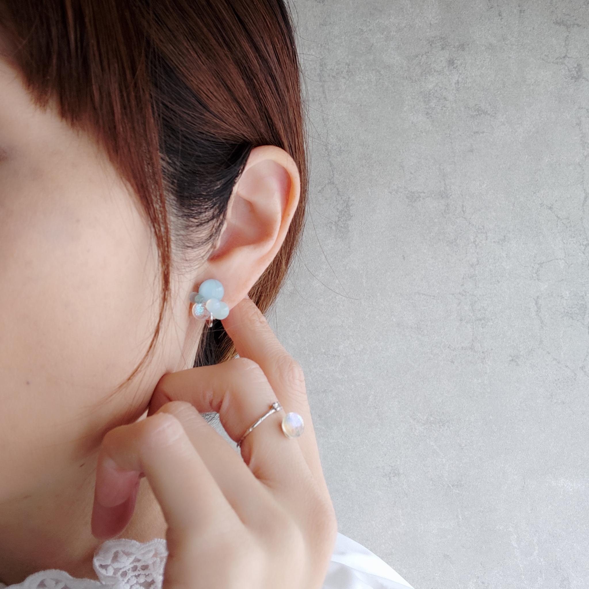 一期一会 ガラスのしずくイヤリング 春霞 | 8枚目