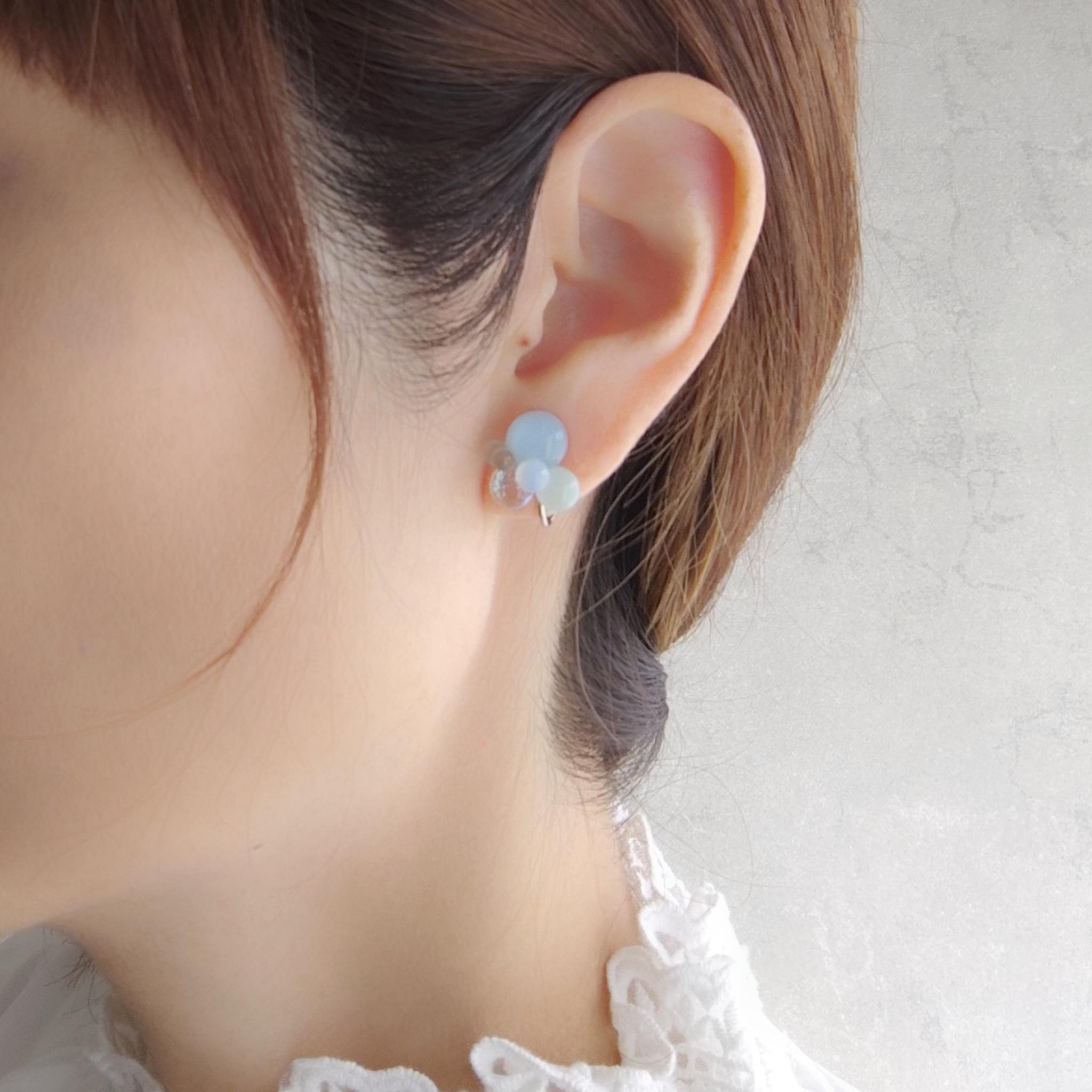 一期一会 ガラスのしずくイヤリング 春霞 | 9枚目