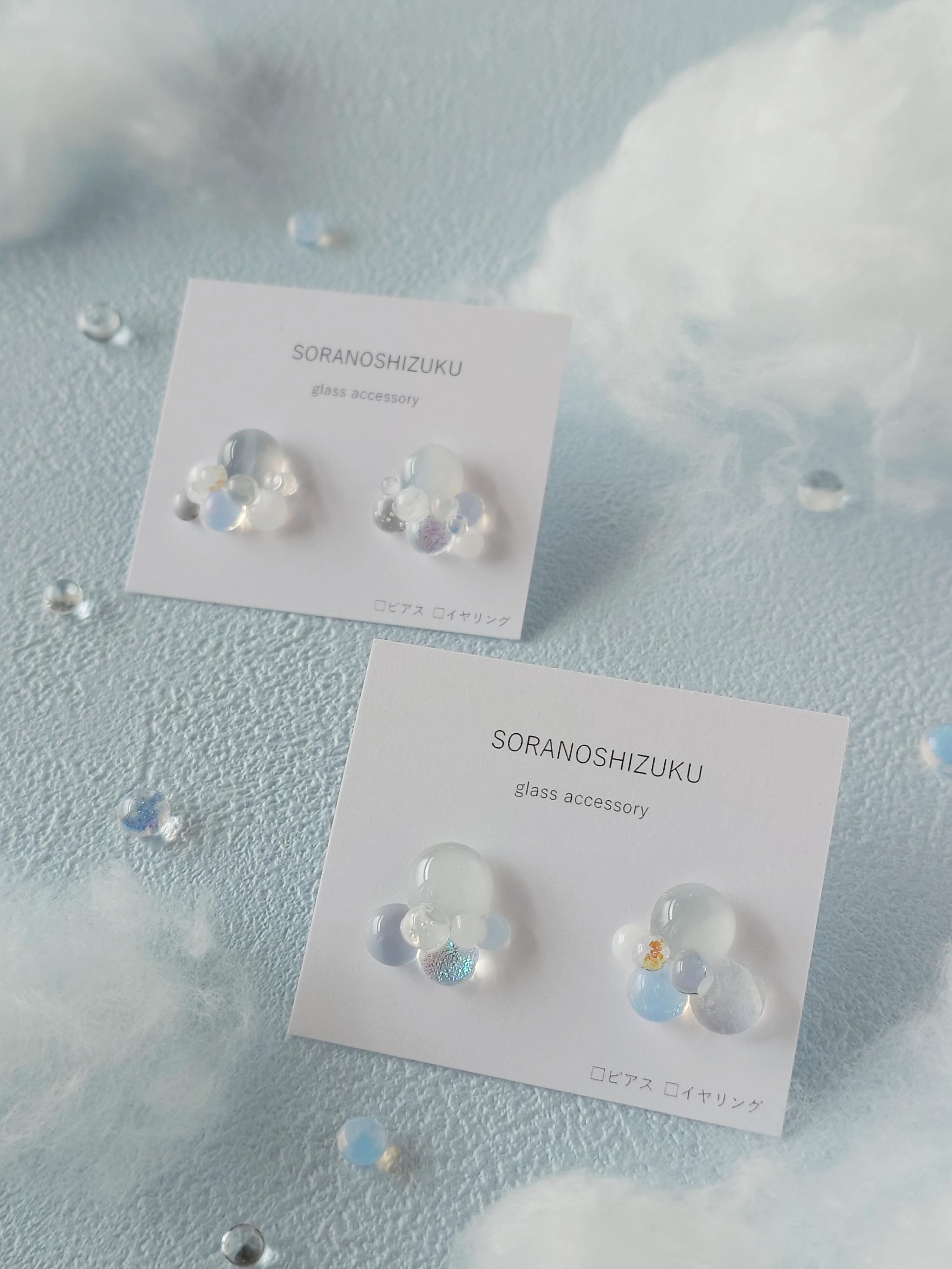 一期一会 ガラスのしずくイヤリング kumo1枚目の画像